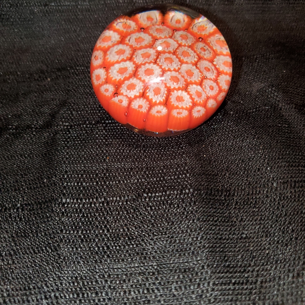 Red and White Decorative Glass Paperweight